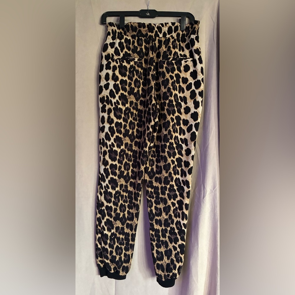 Zara Leopard Print Pants - Black & Tan